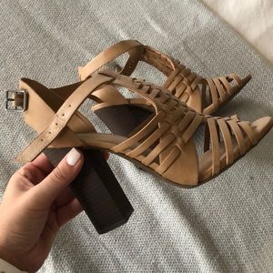 Beige/Brown Casual Heels